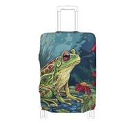 Elastic luggage case cover Scratch-Resistant Fit suitcases cover suitcase protector Fit 18-32 Inch Luggage, art Frog a river, L 26-28 in