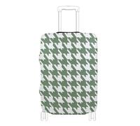 Elastic luggage case protective cover Scratchproof elastic suitcase covers Baggage Protector Fit 18-32 Inch Luggage, classical green white houndstooth, L 26-28 in