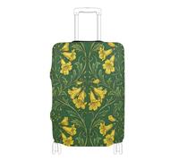 Elastic luggage case protective cover Scratchproof suitcase covers travel accessory Fit 18-32 Inch Luggage, William Morris Yellow Elder flowers green, S 18-20 in