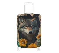 Elastic luggage case protective cover Scratchproof suitcase elastic cover luggage protectors Fit 18-32 Inch Luggage, vintage wolf breaking through the wall flower, L 26-28 in