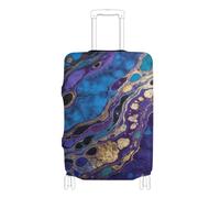 Elastic luggage case protective cover Washable suitcase elastic cover travel essentials Fit 18-32 Inch Luggage, purple blue oil paint waves, L 26-28 in