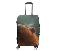 Elastic Luggage Cover Generic,Washable Capybara with Eyes Closed Printed Suitcase Protector for 19'' - 32'' Case (Cute & Personalized), Capybara With Eyes Closed, S