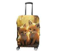 Elastic Luggage Cover Generic,Washable Cute Foxes Printed Suitcase Protector for 19'' - 32'' Case (Cute & Personalized), Cute Foxes, Small