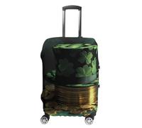 Elastic Luggage Cover Generic,Washable Green Hat And Gold Coins Printed Suitcase Protector for 19'' - 32'' Case (Cute & Personalized), Green Hat and Gold Coins, XL