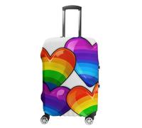 Elastic Luggage Cover Generic,Washable Rainbow Colored Gay Pride Hearts Printed Suitcase Protector for 19'' - 32'' Case (Cute & Personalized), Rainbow Colored Gay Pride Hearts, L