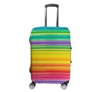 Elastic Luggage Cover Generic,Washable Rainbow Colored Striped Printed Suitcase Protector for 19'' - 32'' Case (Cute & Personalized), Rainbow Colored Striped, Small