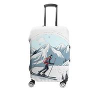 Elastic Luggage Cover Generic,Washable Skiing Theme Printed Suitcase Protector for 19'' - 32'' Case (Cute & Personalized), Skiing Theme, S