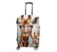 Elastic Luggage Cover Generic,Washable Watercolor Deer Giraffe Printed Suitcase Protector for 19'' - 32'' Case (Cute & Personalized), Watercolor Deer Giraffe, XL