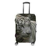 Elastic Luggage Cover Generic,Washable White Bengal Tiger Printed Suitcase Protector for 19'' - 32'' Case (Cute & Personalized), White Bengal Tiger, XL