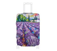 Elastic luggage cover Scratchproof suitcase covers suitcase protector Fit 18-32 Inch Luggage, abstract lavender Summer Provence, L 26-28 in
