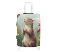 Elastic luggage covers for suitcases Scratch-Resistant Fit Baggage cover travel accessory Fit 18-32 Inch Luggage, cartoon Ferret Mouse a river, XL 29-32 in
