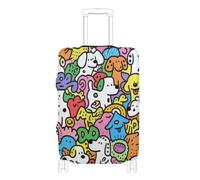 Elastic luggage covers Scratch-Resistant Fit covers for suitcases travel accessory Fit 18-32 Inch Luggage, doodle art dog colorful, XL 29-32 in