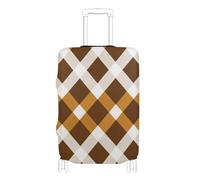 Elastic luggage covers Scratch-Resistant Fit suitcase covers travel essentials Fit 18-32 Inch Luggage, trendy brown checkered rhombus plaid diamonding, L 26-28 in