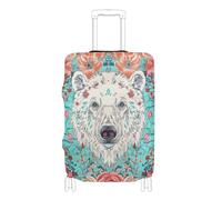 Elastic luggage dust cover Scratch-Resistant Fit suitcase elastic cover travel accessories Fit 18-32 Inch Luggage, boho polar bear, M 22-24 in