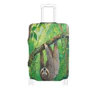 Elastic luggage dust cover Scratchproof suitcases cover luggage protector Fit 18-32 Inch Luggage, oil painting sloth green jungle, L 26-28 in