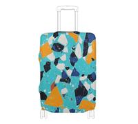 Elastic luggage dust cover Scratchproof suitcases cover luggage protectors Fit 18-32 Inch Luggage, Terrazzo pattern glory blue, M 22-24 in