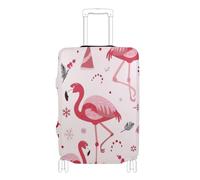 Elastic luggage protector cover Anti Scratch carry on suitcase cover travel accessories Fit 18-32 Inch Luggage, light pink flamingo Christmas, XL 29-32 in