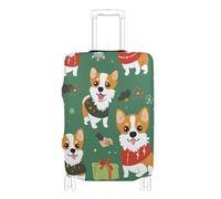Elastic luggage protector cover Dustproof suitcase elastic cover travel essentials Fit 18-32 Inch Luggage, ark green playful pups Xmas, S 18-20 in