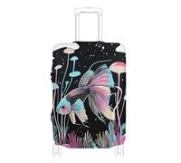 Elastic luggage protector cover Washable Baggage cover travel essentials Fit 18-32 Inch Luggage, Aesthetic Siamese Fighting Fish, S 18-20 in