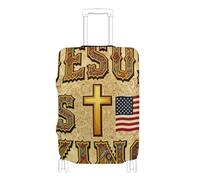 Elastic luggage protector covers Anti Scratch carry on suitcase cover travel accessories Fit 18-32 Inch Luggage, Jesus is King flag gold, XL 29-32 in
