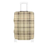 Elastic luggage protector covers Scratchproof suitcase covers suitcase protector Fit 18-32 Inch Luggage, Vintage buffalo plaid checked beige, S 18-20 in
