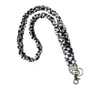 Elastic Neck Lanyard Scrunchie ID Badge Lanyards Teacher Name Tag Strap Chains Office Card Holder Necklace String Long Keychain Straps with Lobster Clasp Key Ring for Cruise Ship Cards Black White