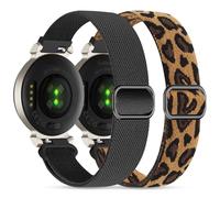 Elastic Nylon Bands Compatible with Garmin Lily 2, 14mm Stretchy Nylon 2 Pack Soft Loop Straps Quick Release Replacement Adjustable Wristband for Lily 2 Classic/Active Smart Watch Accessory for Women