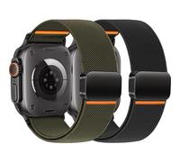 Elastic Nylon Bands for Apple Watch Ultra 2 Band 49mm 46mm 45mm 44mm 42mm 41mm 40mm 38mm for Men, Soft Stretchy Fabric Sport Magnetic Strap for iWatch Series 10/9/8/7/6/5/4/3/SE/Ultra/Ultra2