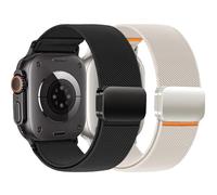 Elastic Nylon Bands for Apple Watch Ultra 2 Band 49mm 46mm 45mm 44mm 42mm 41mm 40mm 38mm for Men, Soft Stretchy Fabric Sport Magnetic Strap for iWatch Series 10/9/8/7/6/5/4/3/SE/Ultra/Ultra2