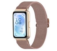 Elastic Nylon Watch Band Compatible with Huawei Band 11/Band 11 Pro, Breathable Stretchy Sport Strap with Adjustable Buckle (Rose Pink)