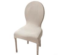 Elastic oval dining table and chair cover with built in backrest providing stable, full coverage and slipping on various chair models (light khaki)