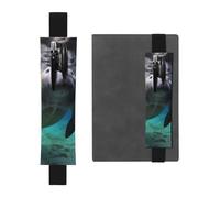 Elastic Pen Holder for Notebook, PU Leather Pen Sleeve Pouch for Gift | Animal Sea Pencil Case, Detachable Bookmark Journal Pencil Holder Case - Hold 2-3 Pens, Black