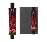 Elastic Pen Holder for Notebook, PU Leather Pen Sleeve Pouch for Gift | Red Cherry Blossom Pencil Case, Detachable Bookmark Journal Pencil Holder Case - Hold 2-3 Pens, Black
