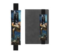 Elastic Pen Holder for Notebook, PU Leather Pen Sleeve Pouch for Gift | Turtle Swimming In The Sea Pencil Case, Detachable Bookmark Journal Pencil Holder Case - Hold 2-3 Pens, Black