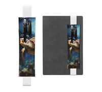 Elastic Pen Holder for Notebook, PU Leather Pen Sleeve Pouch for Gift | Turtle Swimming In The Sea Pencil Case, Detachable Bookmark Journal Pencil Holder Case - Hold 2-3 Pens, White