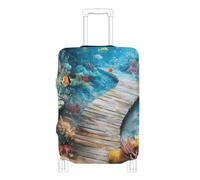 Elastic protective luggage covers Scratch-Resistant Fit suitcase elastic cover luggage protection Fit 18-32 Inch Luggage, 3D creative floor painting ocean underwater, M 22-24 in