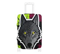 Elastic protective luggage covers Washable covers for suitcases travel accessories Fit 18-32 Inch Luggage, fierce wolf green red, XL 29-32 in