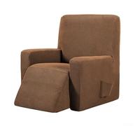 Elastic rocking chair cover suitable for recliners and sofas, featuring thick elastic straps on the bottom for a snug fit and full chair protection (light coffee)