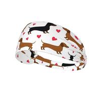 Elastic Romantic Dachshunds Print Exercise Headband - Sports Headbands, Perfect for Running, Cycling, Yoga, and More