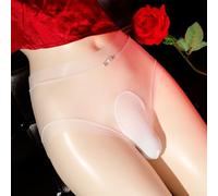Elastic Sheer Men's Underwear Briefs with See Through Pouch Breathable Nylon Fabric (White)