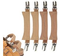 Elastic Shoe Straps for Birkenstock Clogs, 2 Pairs Leather Sandal Heel Straps Anti-Loose Bands, Men & Women Shoe Ankle Belt Clip for Mules Clogs Boston Footbed Cork Platform Slippers, Apricot + Brown