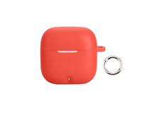 Elastic Silicone Protective Case for OPPO Enco R5 Wireless Earbuds Anti-Scratch Shock-Absorbing Anti-drop Impact-resistant Wear-proof Cover Sleeve Accessories with Anti-loss Buckle (Red)