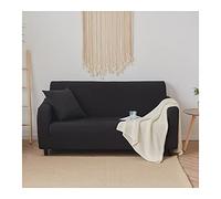 Elastic Sofa Cover 2-Seater Black Stretch Polyester Fits 145-185cm Monochrome Design Furniture Protector Easy to Clean Universal Fit Home Decor Upgrade