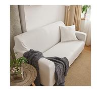 Elastic Sofa Cover 2 Seater White Monochrome Stretch Polyester Anti-Slip Couch Protector 145-185cm Perfect for Home Decor and Furniture Protection