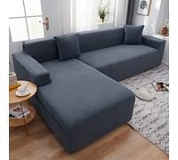 Elastic Sofa Cover Non-Slip Stretchable Machine Washable Furniture Protector for 4-Seater Sofas (Dark Gray 235-300 cm)