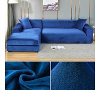 Elastic Sofa Cover Thick LShaped Stretch Slipcover for Living Room EcoFriendly Couch Protector for 1/2/3/4 Seater Navy Blue Fits 185230 cm 3Seater