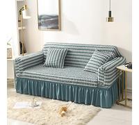 Elastic Sofa Cover with Ruffle 2 Seater Furniture Protector for Kids 3D Bubble Pattern Fabric Easy to Clean Stretchable Slipcover for Sofa Protection