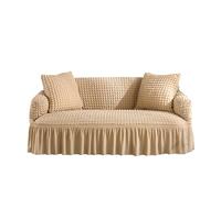 Elastic Sofa Cover with Ruffles UltraSoft Polyester & Spandex Blend PetProof AllWeather Protection Perfect for Armchair Sofas (Khaki Medium)