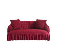 Elastic Sofa Cover with Ruffles UltraSoft Polyester & Spandex Blend PetProof Ideal for All Climates Perfect for Armrest Sofas (Red XXL)
