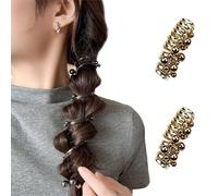 Elastic Spiral Hair Ties - No Damage Soft Elastic, Subsistenceed Pearl Spiral Telephone Cord Hair Ties For Women, Twisted Colorful Hair Phone Cords Ponytail Support (F 2Pcs)